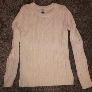 Old Navy White Cable Knit Sweater
